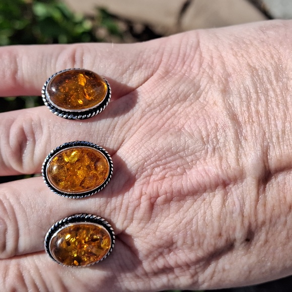 New Amber Knuckles Double 925 Silver Ring. - Picture 8 of 15
